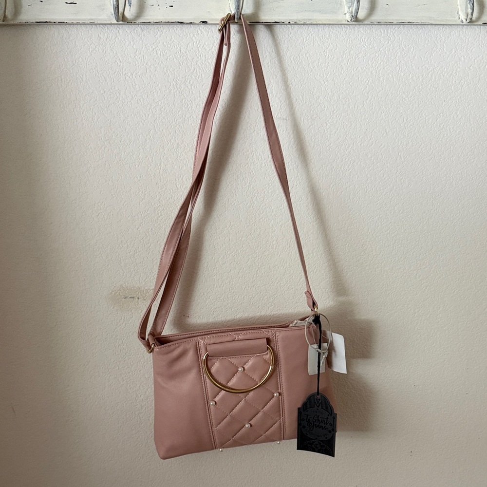 Chic Blush Quilted Crossbody Bag
